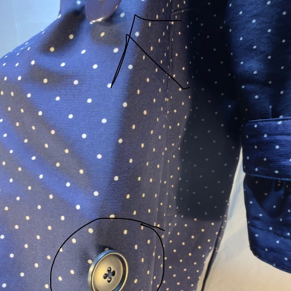 SOLD J Gallagher Navy Blue Polka Dot Vintage Trench Coat - Picture 3 of 7